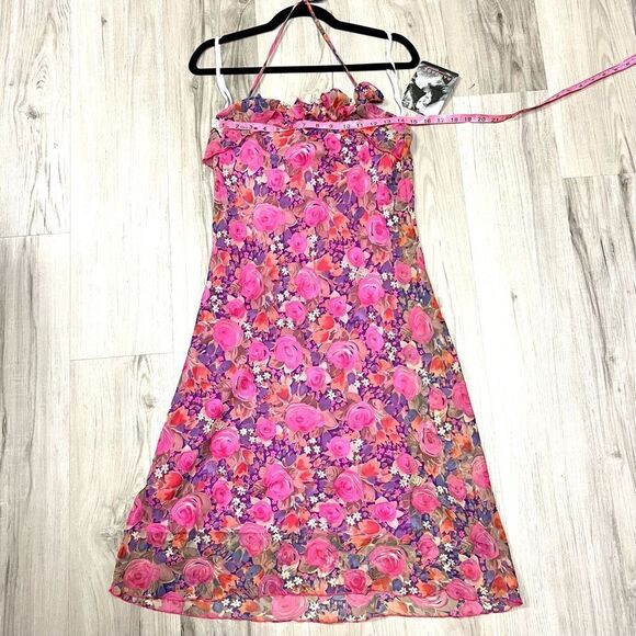 NWT vintage Y2K Rampage slip dress purple, pink, orange sheer floral print sz M - Picture 5 of 15